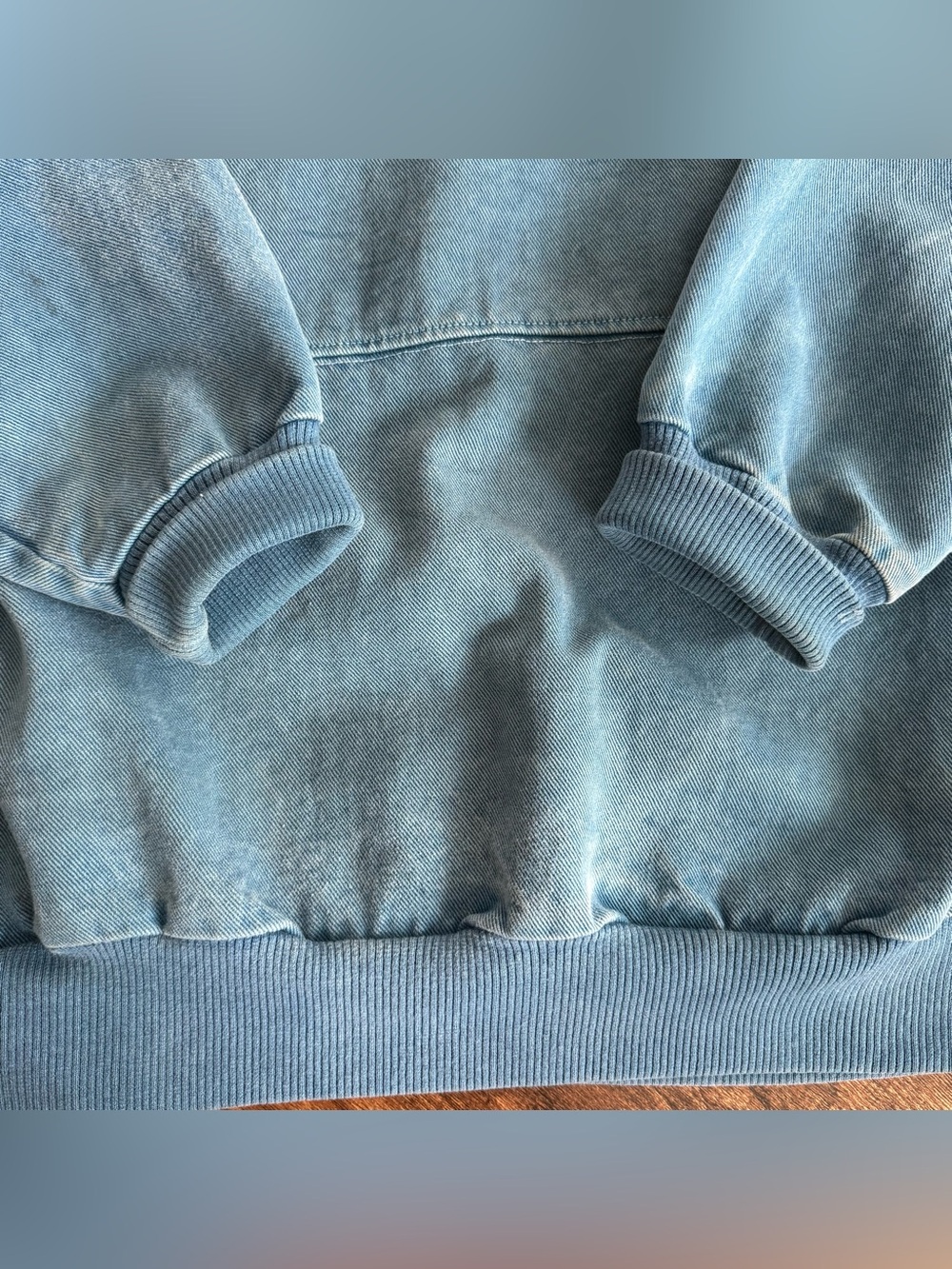 💀 SOLD 💀 Vintage 90s Blue Denim Steam Train Quebec Crewneck Pullover ~ Size L - Picture 7 of 9